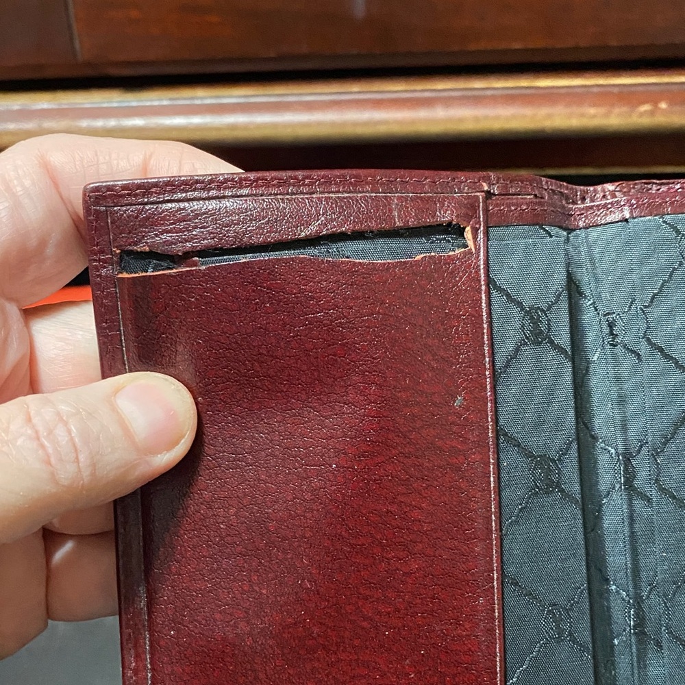 Elegant Sport Gold-Pfeil W. Germany burgundy checkbook Leather Wallet - Picture 7 of 16